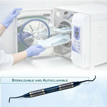 A2Z Scilab Hollow Handle Sickle Scaler 204S Blue Titanium Double Ended Stainless Steel Dental Tool A2Z-ZR932